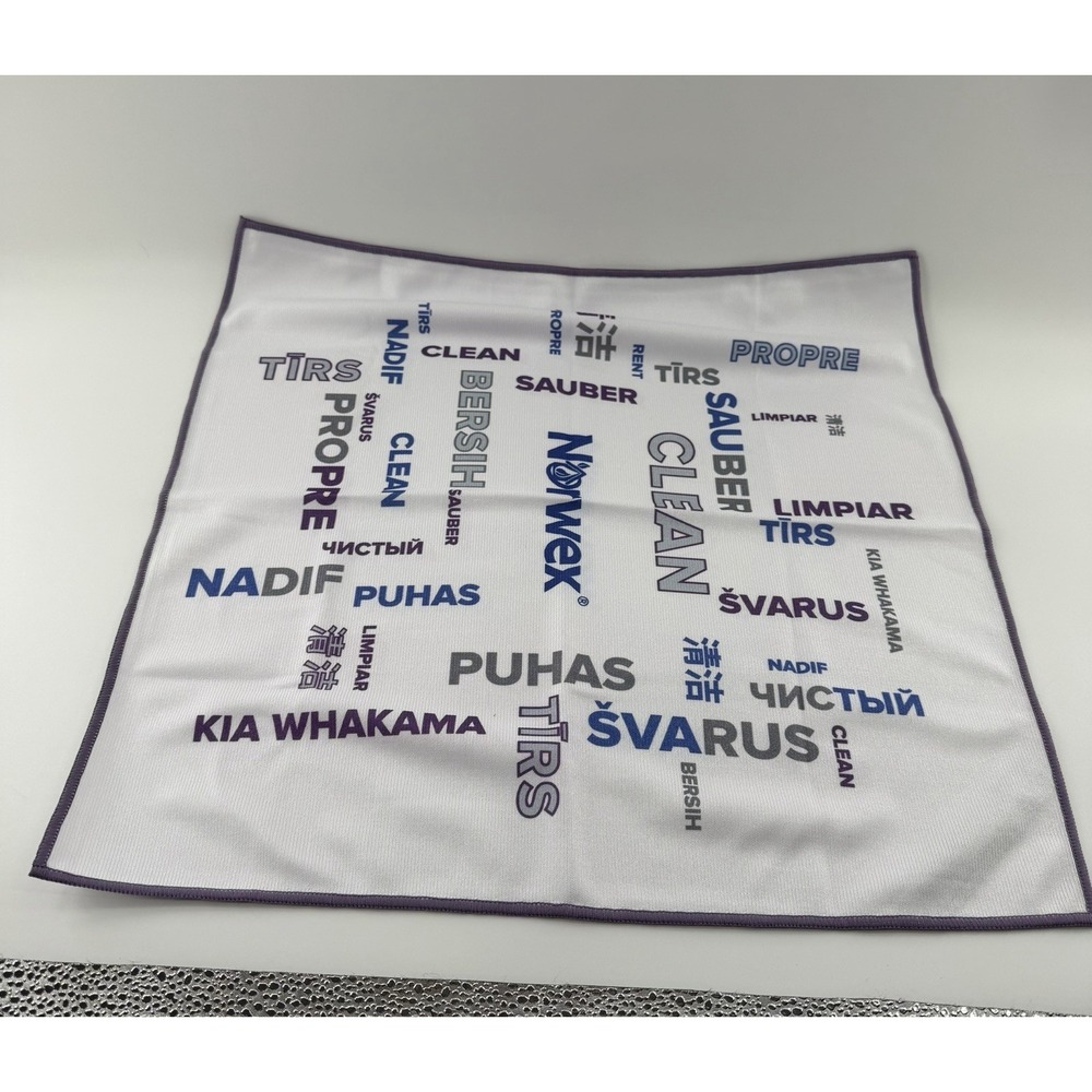New Norwex Window Cloth Cleaning Microfiber BacLock Purple Blue White Logo Rare